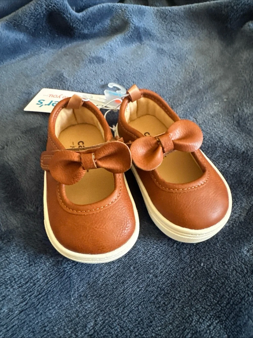 NEW Carter's Toddler Girl's Slip On Casual Brown Shoes Sandals Size 3 W/Bows